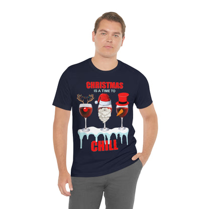 Christmas Is A Time To Chill, Chilling, Santa, Frosty The Snowman, Rudolf The Red Nose Reindeer, Wine, Wine Lover, Snow, Ice, Winter, Wine Glass