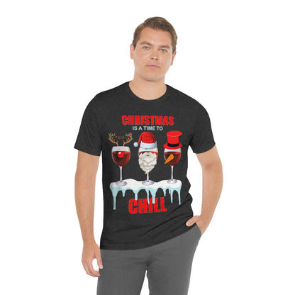 Christmas Is A Time To Chill, Chilling, Santa, Frosty The Snowman, Rudolf The Red Nose Reindeer, Wine, Wine Lover, Snow, Ice, Winter, Wine Glass