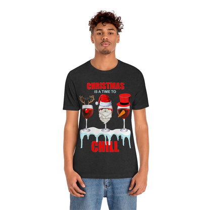 Christmas Is A Time To Chill, Chilling, Santa, Frosty The Snowman, Rudolf The Red Nose Reindeer, Wine, Wine Lover, Snow, Ice, Winter, Wine Glass