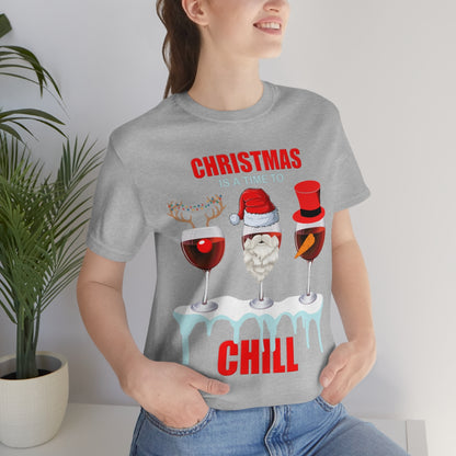 Christmas Is A Time To Chill, Chilling, Santa, Frosty The Snowman, Rudolf The Red Nose Reindeer, Wine, Wine Lover, Snow, Ice, Winter, Wine Glass