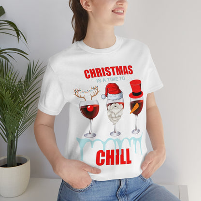 Christmas Is A Time To Chill, Chilling, Santa, Frosty The Snowman, Rudolf The Red Nose Reindeer, Wine, Wine Lover, Snow, Ice, Winter, Wine Glass