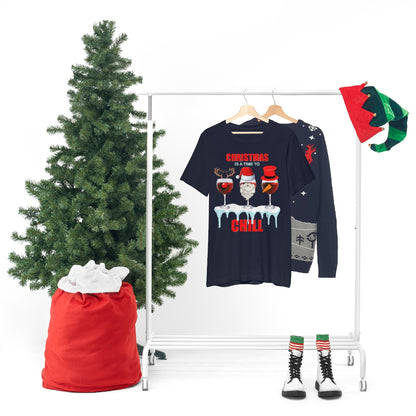 Christmas Is A Time To Chill, Chilling, Santa, Frosty The Snowman, Rudolf The Red Nose Reindeer, Wine, Wine Lover, Snow, Ice, Winter, Wine Glass