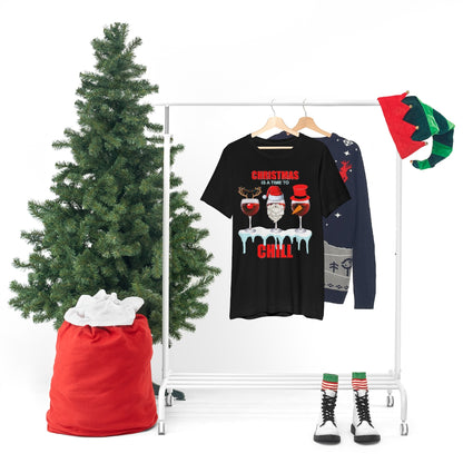 Christmas Is A Time To Chill, Chilling, Santa, Frosty The Snowman, Rudolf The Red Nose Reindeer, Wine, Wine Lover, Snow, Ice, Winter, Wine Glass