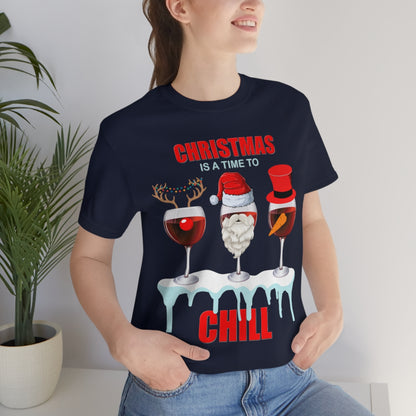 Christmas Is A Time To Chill, Chilling, Santa, Frosty The Snowman, Rudolf The Red Nose Reindeer, Wine, Wine Lover, Snow, Ice, Winter, Wine Glass