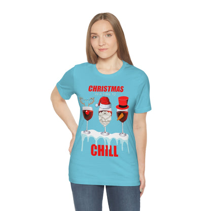 Christmas Is A Time To Chill, Chilling, Santa, Frosty The Snowman, Rudolf The Red Nose Reindeer, Wine, Wine Lover, Snow, Ice, Winter, Wine Glass