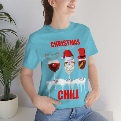 Christmas Is A Time To Chill, Chilling, Santa, Frosty The Snowman, Rudolf The Red Nose Reindeer, Wine, Wine Lover, Snow, Ice, Winter, Wine Glass