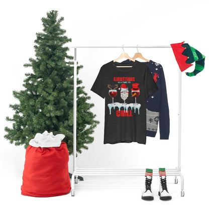 Christmas Is A Time To Chill, Chilling, Santa, Frosty The Snowman, Rudolf The Red Nose Reindeer, Wine, Wine Lover, Snow, Ice, Winter, Wine Glass