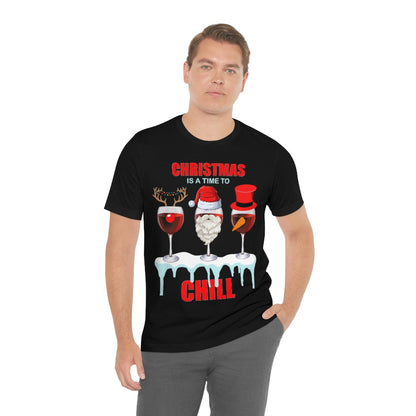 Christmas Is A Time To Chill, Chilling, Santa, Frosty The Snowman, Rudolf The Red Nose Reindeer, Wine, Wine Lover, Snow, Ice, Winter, Wine Glass