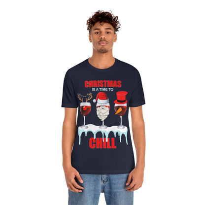 Christmas Is A Time To Chill, Chilling, Santa, Frosty The Snowman, Rudolf The Red Nose Reindeer, Wine, Wine Lover, Snow, Ice, Winter, Wine Glass