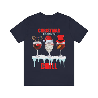 Christmas Is A Time To Chill, Chilling, Santa, Frosty The Snowman, Rudolf The Red Nose Reindeer, Wine, Wine Lover, Snow, Ice, Winter, Wine Glass