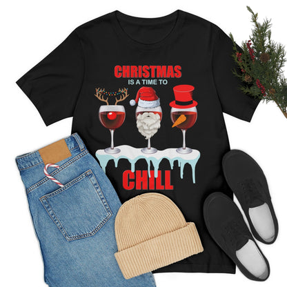 Christmas Is A Time To Chill, Chilling, Santa, Frosty The Snowman, Rudolf The Red Nose Reindeer, Wine, Wine Lover, Snow, Ice, Winter, Wine Glass