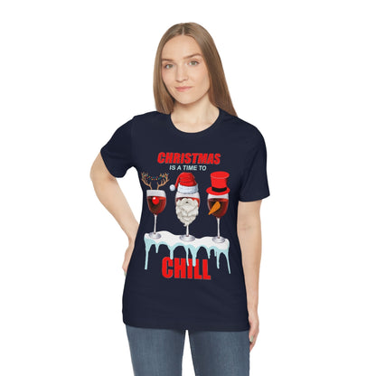 Christmas Is A Time To Chill, Chilling, Santa, Frosty The Snowman, Rudolf The Red Nose Reindeer, Wine, Wine Lover, Snow, Ice, Winter, Wine Glass