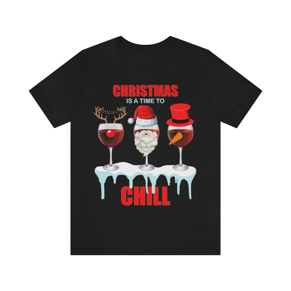 Christmas Is A Time To Chill, Chilling, Santa, Frosty The Snowman, Rudolf The Red Nose Reindeer, Wine, Wine Lover, Snow, Ice, Winter, Wine Glass