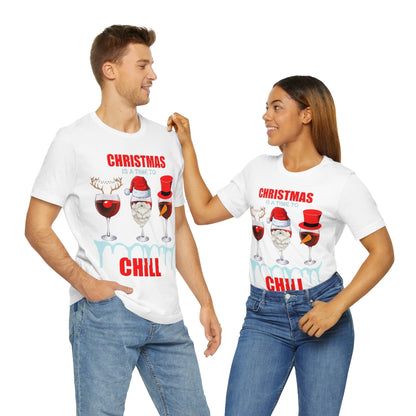 Christmas Is A Time To Chill, Chilling, Santa, Frosty The Snowman, Rudolf The Red Nose Reindeer, Wine, Wine Lover, Snow, Ice, Winter, Wine Glass