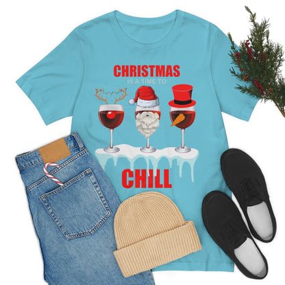 Christmas Is A Time To Chill, Chilling, Santa, Frosty The Snowman, Rudolf The Red Nose Reindeer, Wine, Wine Lover, Snow, Ice, Winter, Wine Glass