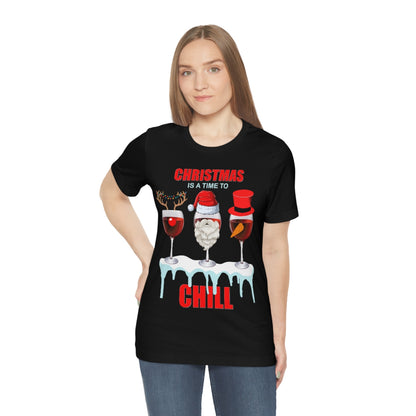 Christmas Is A Time To Chill, Chilling, Santa, Frosty The Snowman, Rudolf The Red Nose Reindeer, Wine, Wine Lover, Snow, Ice, Winter, Wine Glass
