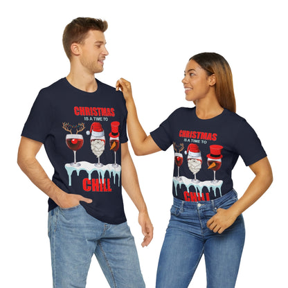 Christmas Is A Time To Chill, Chilling, Santa, Frosty The Snowman, Rudolf The Red Nose Reindeer, Wine, Wine Lover, Snow, Ice, Winter, Wine Glass
