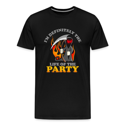 I'm Definitely The Life Of The Party, Grim Reaper, Death, Happy Halloween, Monster, Trick Or Treat, Spooky, Scary, Skull, Wolf, Werewolf, Orange, Bat, Red, Mountain, Men's Premium T-Shirt - black