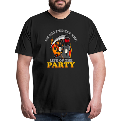 I'm Definitely The Life Of The Party, Grim Reaper, Death, Happy Halloween, Monster, Trick Or Treat, Spooky, Scary, Skull, Wolf, Werewolf, Orange, Bat, Red, Mountain, Men's Premium T-Shirt - black