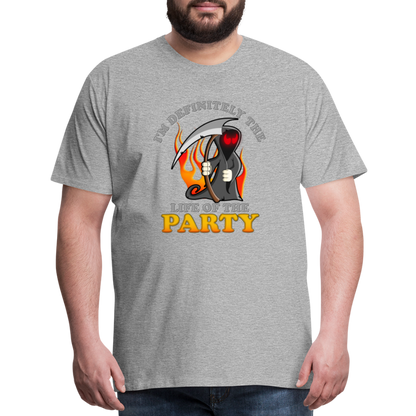 I'm Definitely The Life Of The Party, Grim Reaper, Death, Happy Halloween, Monster, Trick Or Treat, Spooky, Scary, Skull, Wolf, Werewolf, Orange, Bat, Red, Mountain, Men's Premium T-Shirt - heather gray