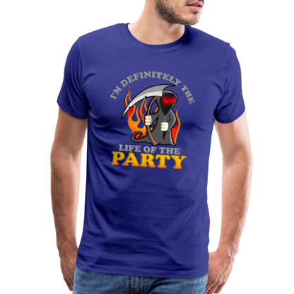 I'm Definitely The Life Of The Party, Grim Reaper, Death, Happy Halloween, Monster, Trick Or Treat, Spooky, Scary, Skull, Wolf, Werewolf, Orange, Bat, Red, Mountain, Men's Premium T-Shirt - royal blue