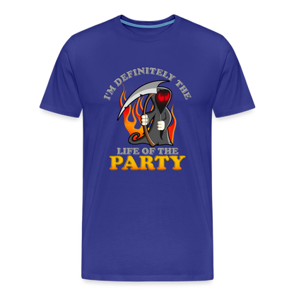 I'm Definitely The Life Of The Party, Grim Reaper, Death, Happy Halloween, Monster, Trick Or Treat, Spooky, Scary, Skull, Wolf, Werewolf, Orange, Bat, Red, Mountain, Men's Premium T-Shirt - royal blue