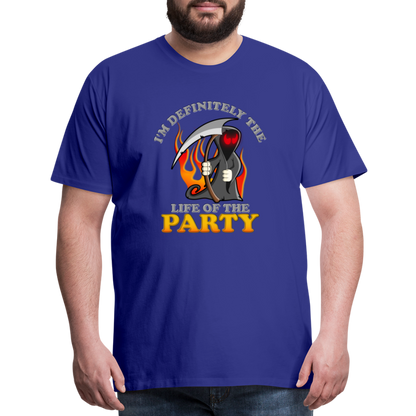 I'm Definitely The Life Of The Party, Grim Reaper, Death, Happy Halloween, Monster, Trick Or Treat, Spooky, Scary, Skull, Wolf, Werewolf, Orange, Bat, Red, Mountain, Men's Premium T-Shirt - royal blue