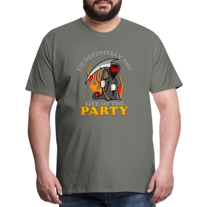 I'm Definitely The Life Of The Party, Grim Reaper, Death, Happy Halloween, Monster, Trick Or Treat, Spooky, Scary, Skull, Wolf, Werewolf, Orange, Bat, Red, Mountain, Men's Premium T-Shirt - asphalt gray