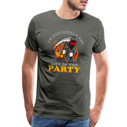I'm Definitely The Life Of The Party, Grim Reaper, Death, Happy Halloween, Monster, Trick Or Treat, Spooky, Scary, Skull, Wolf, Werewolf, Orange, Bat, Red, Mountain, Men's Premium T-Shirt - asphalt gray