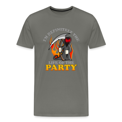 I'm Definitely The Life Of The Party, Grim Reaper, Death, Happy Halloween, Monster, Trick Or Treat, Spooky, Scary, Skull, Wolf, Werewolf, Orange, Bat, Red, Mountain, Men's Premium T-Shirt - asphalt gray