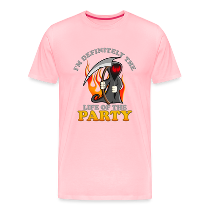 I'm Definitely The Life Of The Party, Grim Reaper, Death, Happy Halloween, Monster, Trick Or Treat, Spooky, Scary, Skull, Wolf, Werewolf, Orange, Bat, Red, Mountain, Men's Premium T-Shirt - pink