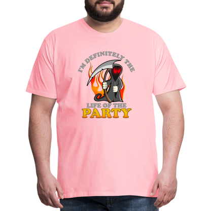 I'm Definitely The Life Of The Party, Grim Reaper, Death, Happy Halloween, Monster, Trick Or Treat, Spooky, Scary, Skull, Wolf, Werewolf, Orange, Bat, Red, Mountain, Men's Premium T-Shirt - pink