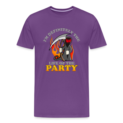 I'm Definitely The Life Of The Party, Grim Reaper, Death, Happy Halloween, Monster, Trick Or Treat, Spooky, Scary, Skull, Wolf, Werewolf, Orange, Bat, Red, Mountain, Men's Premium T-Shirt - purple