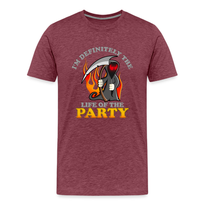 I'm Definitely The Life Of The Party, Grim Reaper, Death, Happy Halloween, Monster, Trick Or Treat, Spooky, Scary, Skull, Wolf, Werewolf, Orange, Bat, Red, Mountain, Men's Premium T-Shirt - heather burgundy