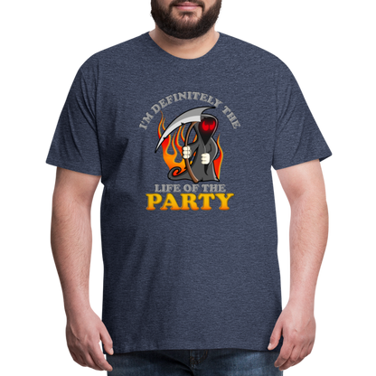 I'm Definitely The Life Of The Party, Grim Reaper, Death, Happy Halloween, Monster, Trick Or Treat, Spooky, Scary, Skull, Wolf, Werewolf, Orange, Bat, Red, Mountain, Men's Premium T-Shirt - heather blue