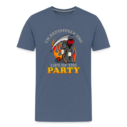 I'm Definitely The Life Of The Party, Grim Reaper, Death, Happy Halloween, Monster, Trick Or Treat, Spooky, Scary, Skull, Wolf, Werewolf, Orange, Bat, Red, Mountain, Men's Premium T-Shirt - heather blue
