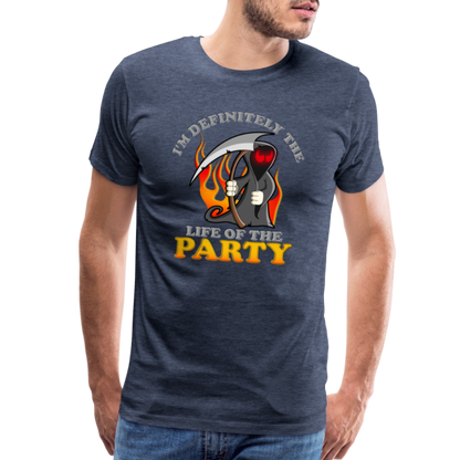 I'm Definitely The Life Of The Party, Grim Reaper, Death, Happy Halloween, Monster, Trick Or Treat, Spooky, Scary, Skull, Wolf, Werewolf, Orange, Bat, Red, Mountain, Men's Premium T-Shirt - heather blue