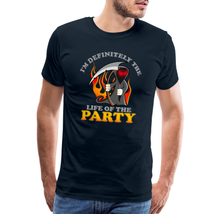 I'm Definitely The Life Of The Party, Grim Reaper, Death, Happy Halloween, Monster, Trick Or Treat, Spooky, Scary, Skull, Wolf, Werewolf, Orange, Bat, Red, Mountain, Men's Premium T-Shirt - deep navy