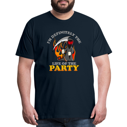 I'm Definitely The Life Of The Party, Grim Reaper, Death, Happy Halloween, Monster, Trick Or Treat, Spooky, Scary, Skull, Wolf, Werewolf, Orange, Bat, Red, Mountain, Men's Premium T-Shirt - deep navy