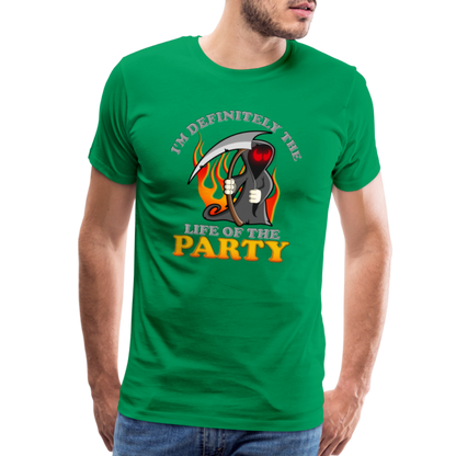 I'm Definitely The Life Of The Party, Grim Reaper, Death, Happy Halloween, Monster, Trick Or Treat, Spooky, Scary, Skull, Wolf, Werewolf, Orange, Bat, Red, Mountain, Men's Premium T-Shirt - kelly green