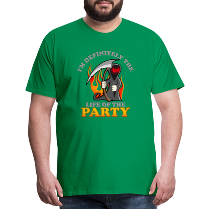 I'm Definitely The Life Of The Party, Grim Reaper, Death, Happy Halloween, Monster, Trick Or Treat, Spooky, Scary, Skull, Wolf, Werewolf, Orange, Bat, Red, Mountain, Men's Premium T-Shirt - kelly green