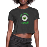 Creep It Real, Eye Creep It Real, Halloween, Scary, skull, haunted, horror, spook, howl, scream, party, October, dead, coffin, creepy, Women's Cropped T-Shirt - deep heather