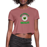 Creep It Real, Eye Creep It Real, Halloween, Scary, skull, haunted, horror, spook, howl, scream, party, October, dead, coffin, creepy, Women's Cropped T-Shirt - mauve