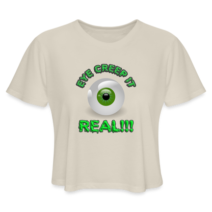 Creep It Real, Eye Creep It Real, Halloween, Scary, skull, haunted, horror, spook, howl, scream, party, October, dead, coffin, creepy, Women's Cropped T-Shirt - dust