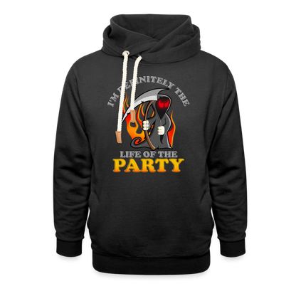 I'm Definitely The Life Of The Party, Grim Reaper, Death, Happy Halloween, Monster, Trick Or Treat, Spooky, Scary, Skull, Wolf, Werewolf, Orange, Bat, Red, Mountain, Shawl Collar Hoodie - black
