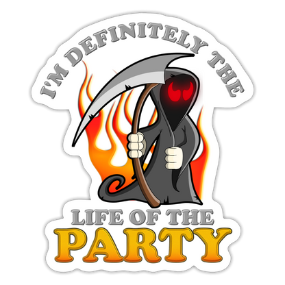 I'm Definitely The Life Of The Party, Grim Reaper, Death, Happy Halloween, Monster, Trick Or Treat, Spooky, Scary, Skull, Wolf, Werewolf, Orange, Bat, Red, Sticker - white matte