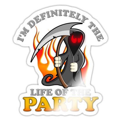 I'm Definitely The Life Of The Party, Grim Reaper, Death, Happy Halloween, Monster, Trick Or Treat, Spooky, Scary, Skull, Wolf, Werewolf, Orange, Bat, Red, Sticker - white glossy