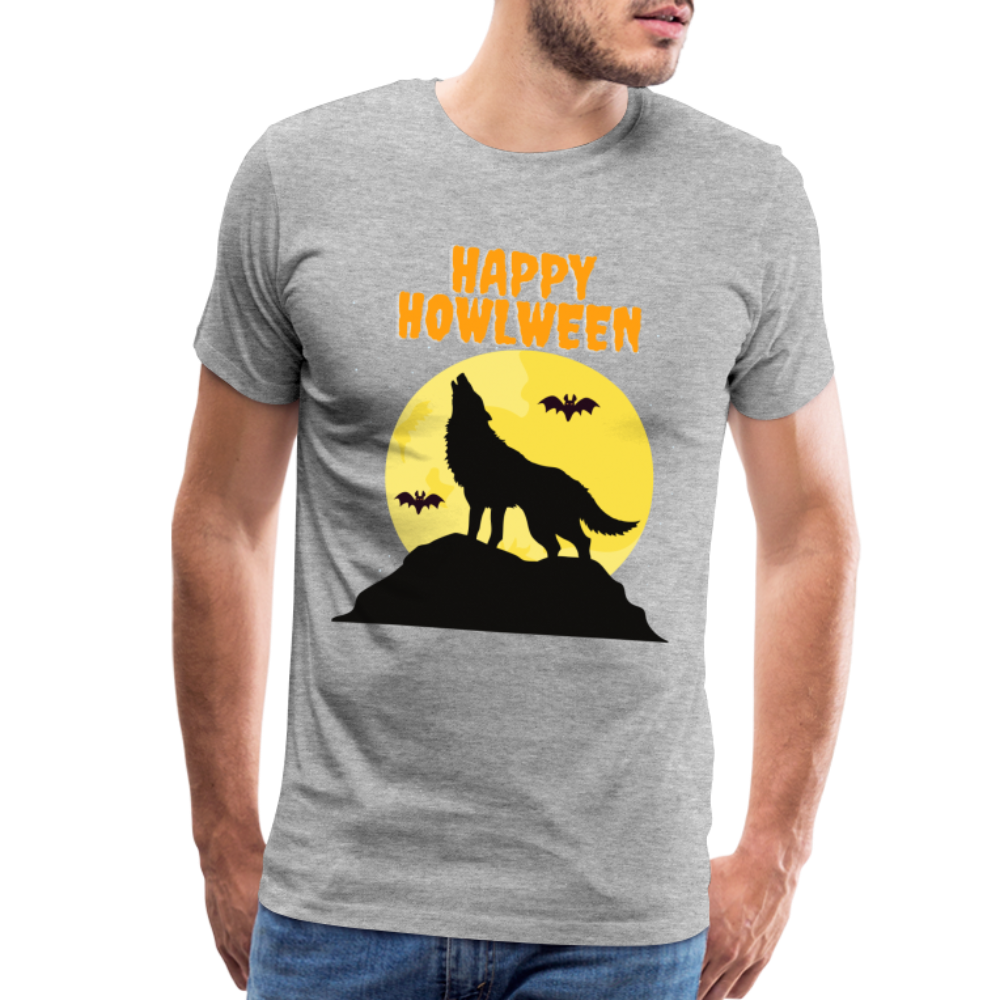 Happy Howlween, Happy Halloween, Monster, Trick Or Treat, Halloween, Spooky, Scary, Skull, Men's Premium T-Shirt - heather gray