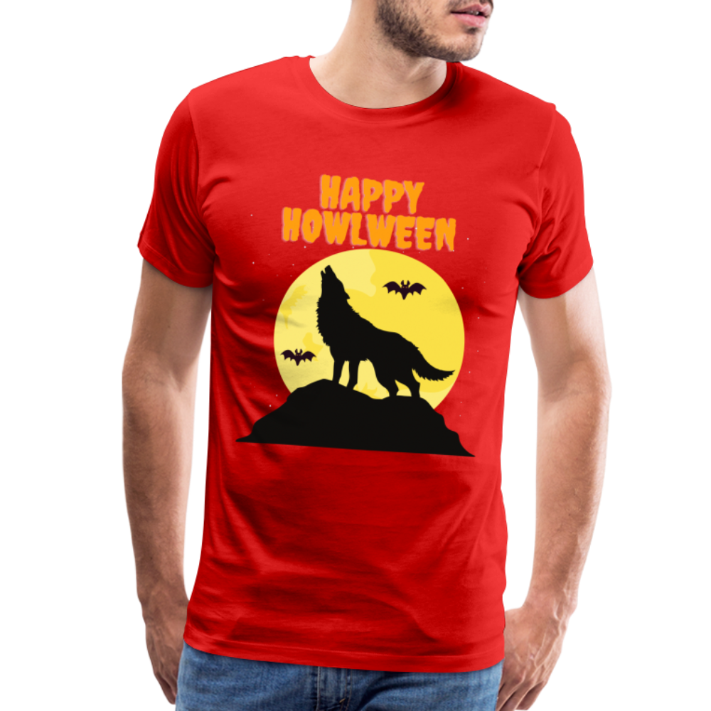 Happy Howlween, Happy Halloween, Monster, Trick Or Treat, Halloween, Spooky, Scary, Skull, Men's Premium T-Shirt - red