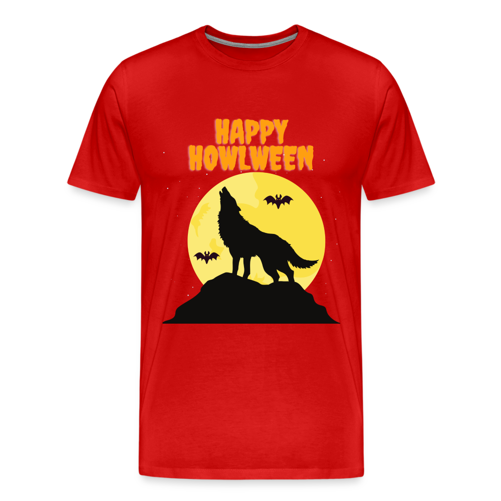 Happy Howlween, Happy Halloween, Monster, Trick Or Treat, Halloween, Spooky, Scary, Skull, Men's Premium T-Shirt - red